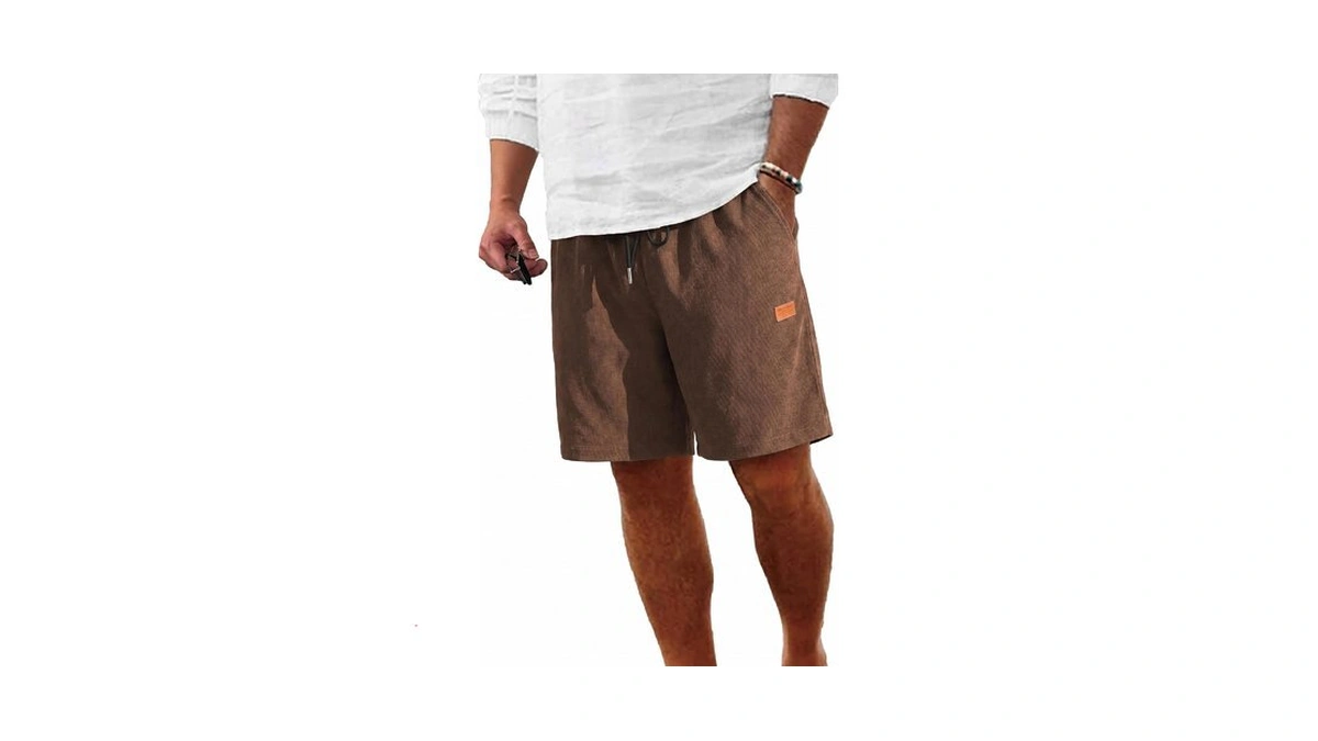 Rqp Men's Corduroy Shorts 7 Inch Casual Elastic Waist Drawstring