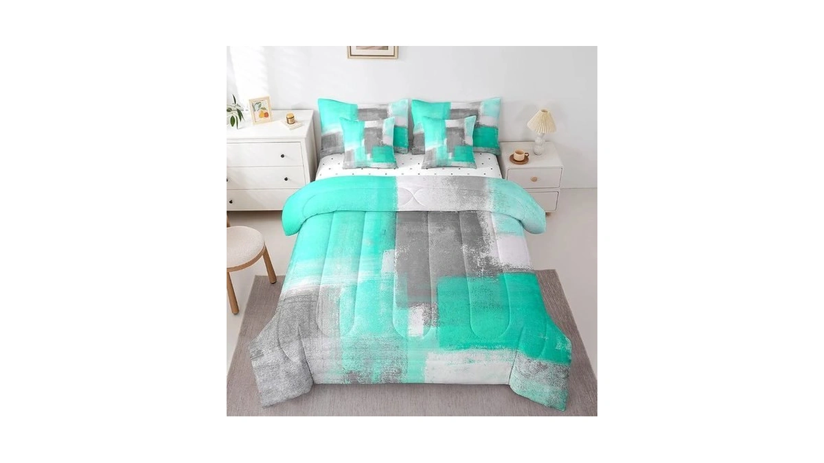 Erosebridal 7 Piece Oil Painting Comforter Set For Kids Teens