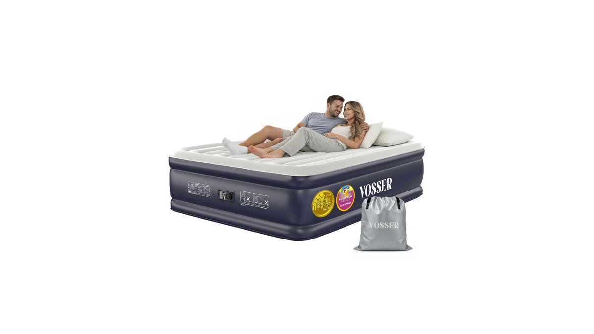 Vosser Air Mattress Queen With Built-in Pump, Blow Up Bed,18"