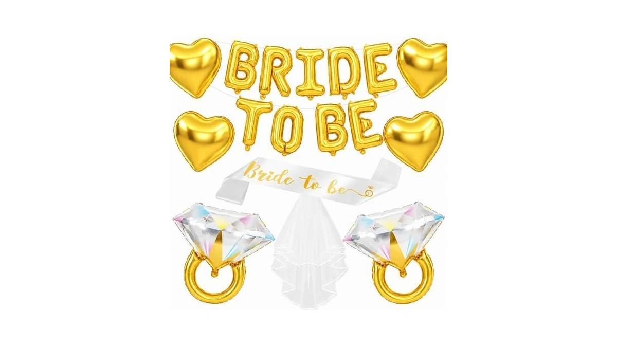 Gold Bachelorette Party Decorations, Gold Bride To Be Banner Heart