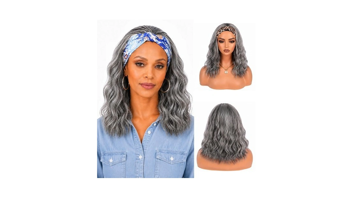 Amazon coupon: Gray Short Bob Headband Wig 14 Inch Glue