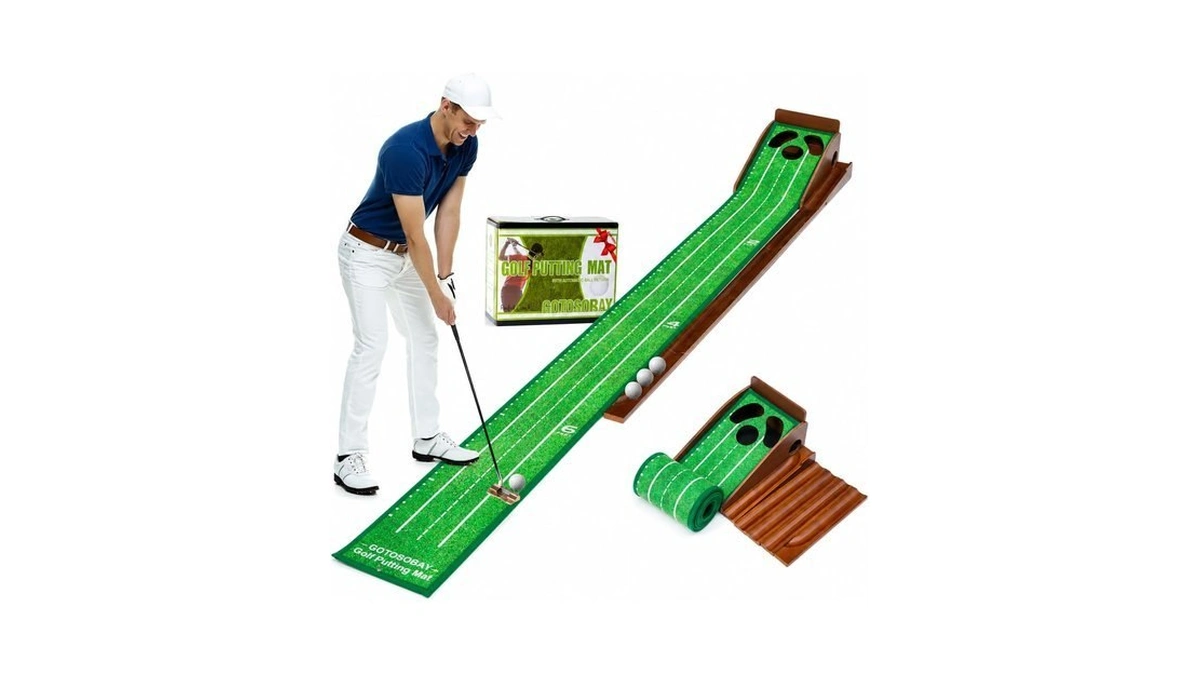 Gotosobay Putting Green Indoor, Wide Putting Mat With 3 Holes