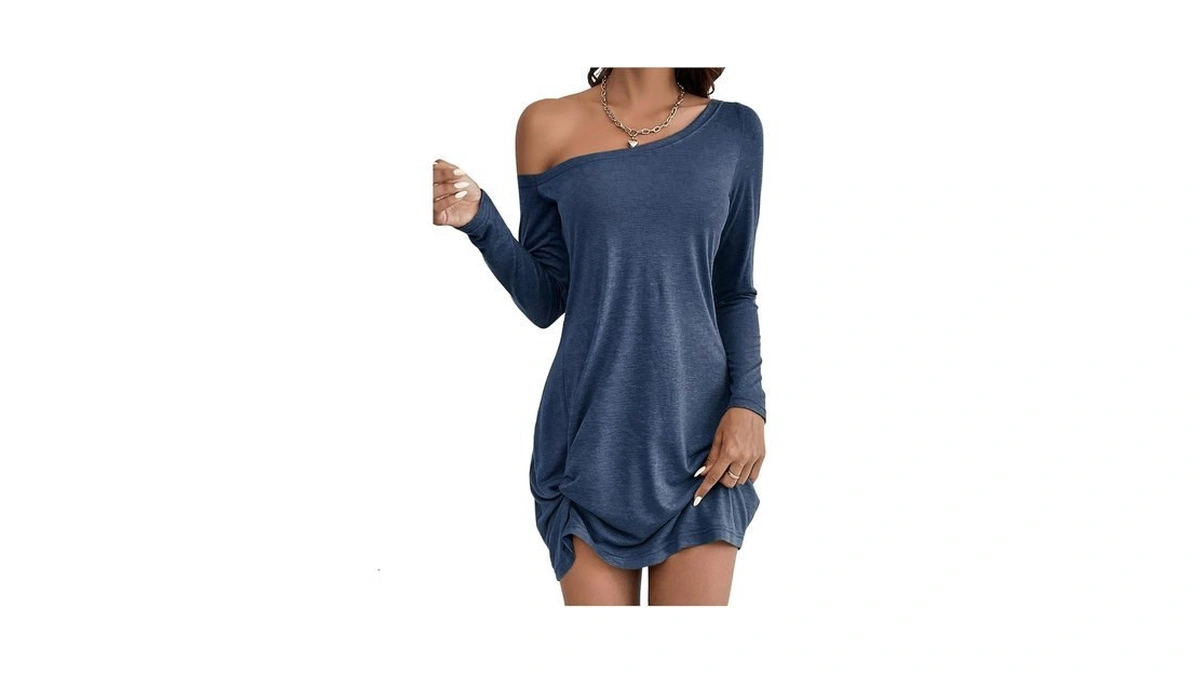 Roseseek Women's Off The Shoulder Twist Hem Tshirt Dresses Long