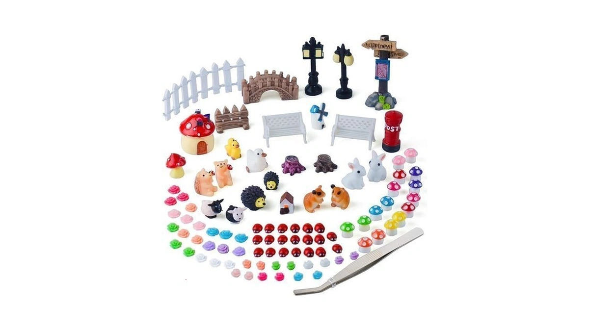 Zealor 100 Pcs Mini Fairy Garden Accessories Kit Outdoor Mushroom