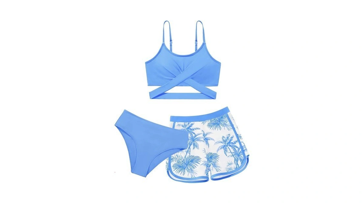 Amazon : Adarl Girl's 3 Piece Bikini Set Cross St