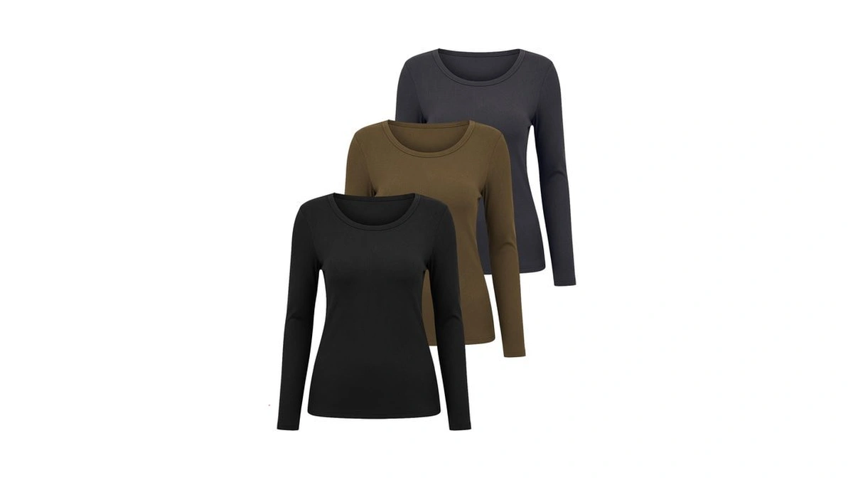 Chicyoo Cute Womens Basic Long Sleeve Tops 3 Pack Of