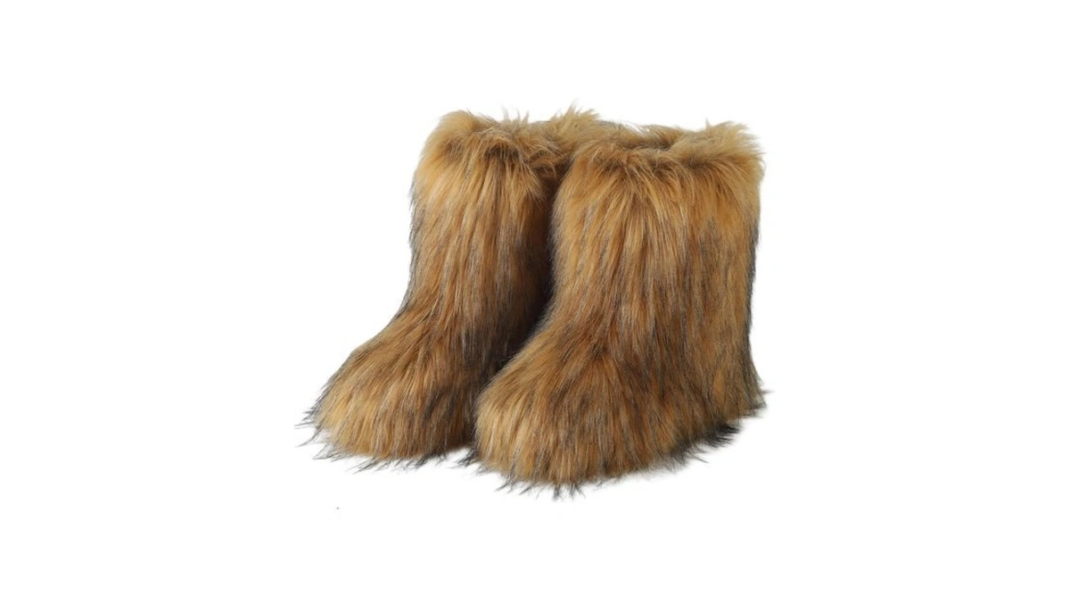 Hiprettyus Women's Faux Fur Boot, Round Toe Suede Snow Shoes,