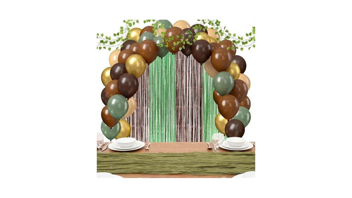 Fumete 59 Pcs Green Jungle Party Decorations Set Green Garden