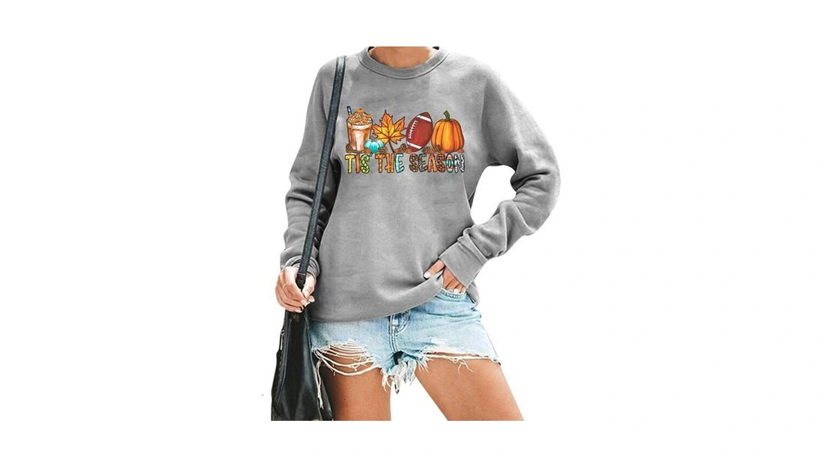 Tis The Season Fall Sweatshirt Women Thanksgiving Pumpkin Football Pullover