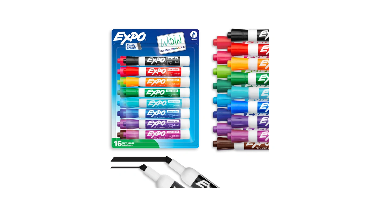 Expo Dry Erase Markers, Low Odor Ink, Assorted Colors, Chisel