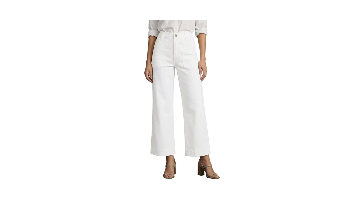 Cicy Bell Womens Cropped Wide Leg Jeans High