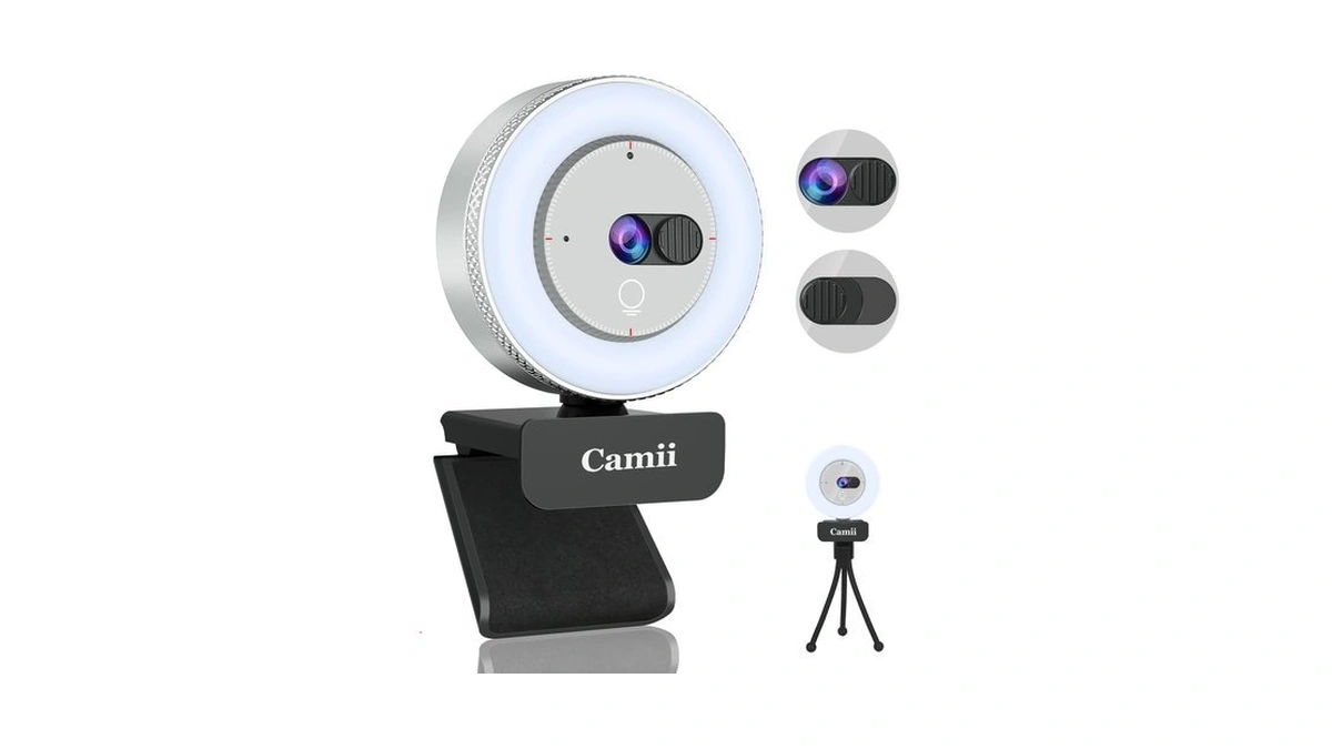 Camii 2k Webcam With Light, Hd Webcam For Pc With