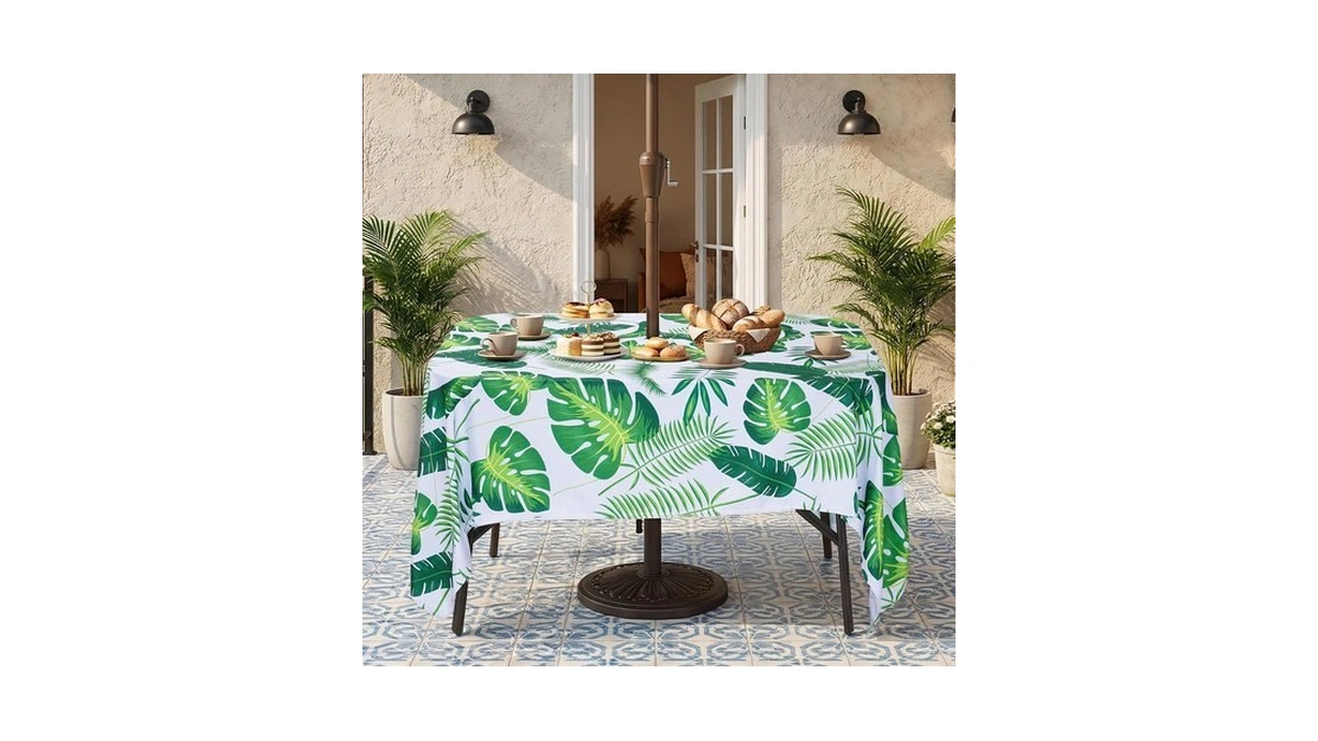 Eternal Beauty 60''x120β Rectangle Tablecloth Waterproof Outdoor Tablecloth With Umbrella