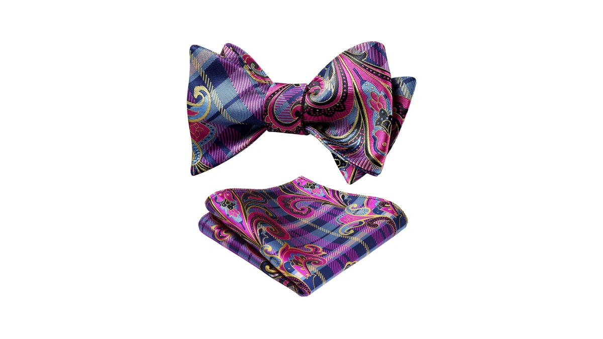 Hisdern Mens Bowties Floral Paisley Self Tie Bow Tie Pocket