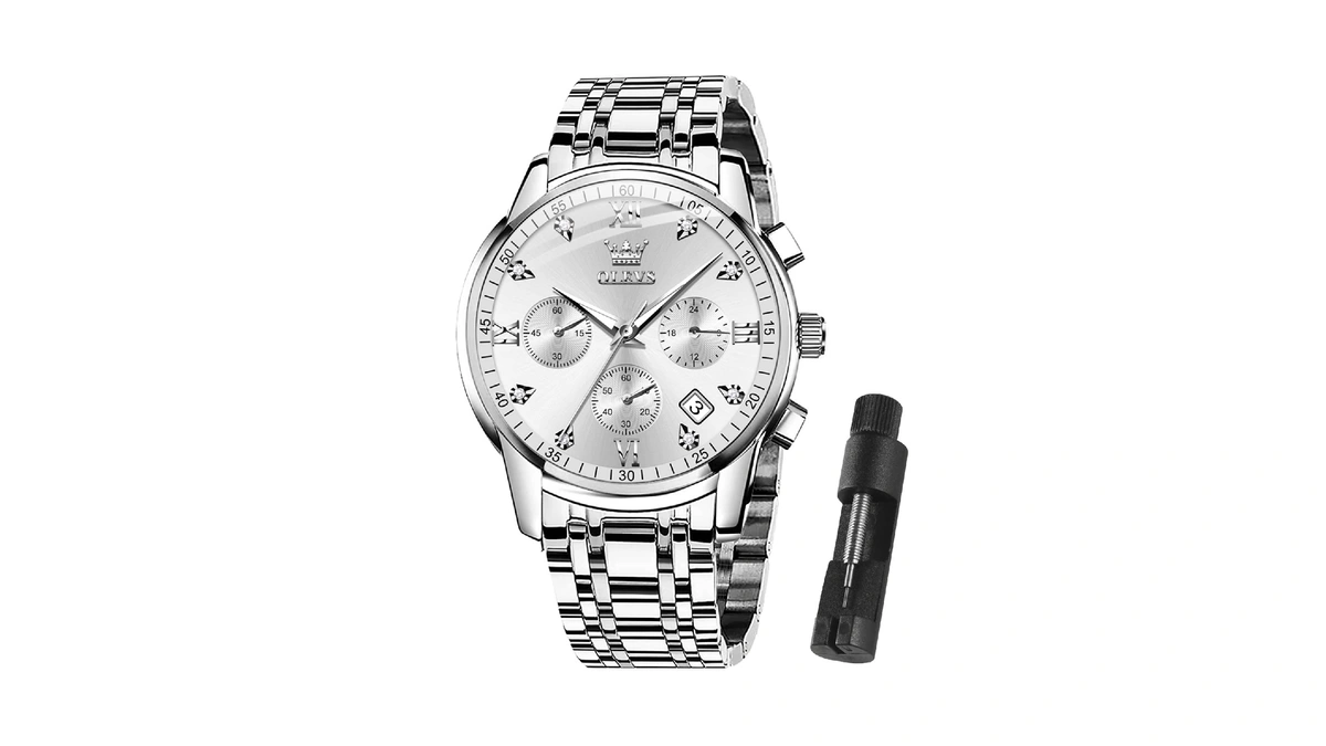 Olevs Watches Men Silver Stainless Steel Watches For Men Luxury