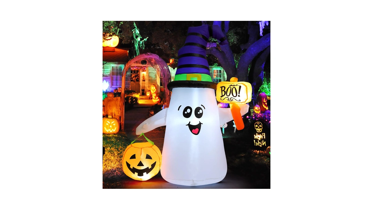 Goosh 5 Ft Halloween Inflatables Ghost Outdoor Decorations Blow Up