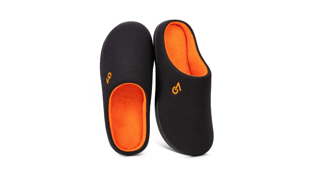 Veracosy Men's Two-tone Cozy House Slippers Orange, 11-12 Us