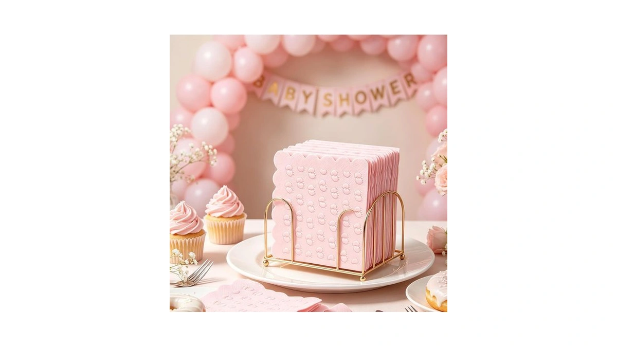 Yuboo Baby Shower Napkins For Girl, 50 Pack Pink Paper