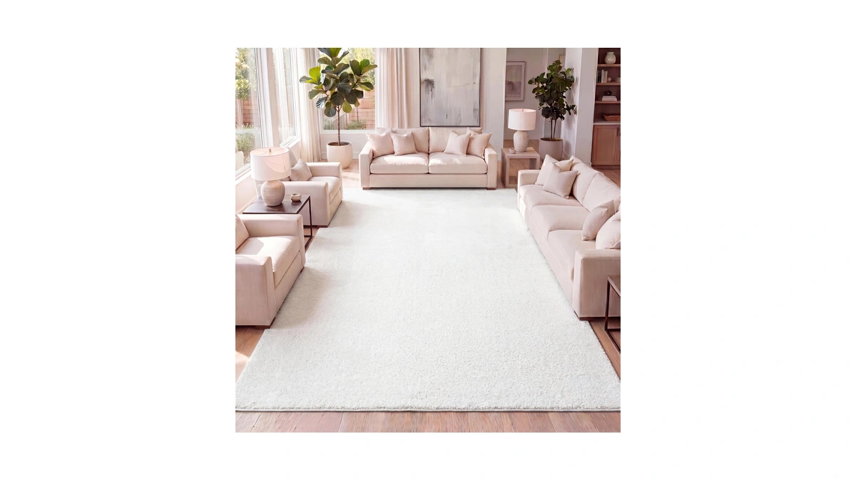 Jonathan Haze Solid Low-pile Cream Indoor Are...