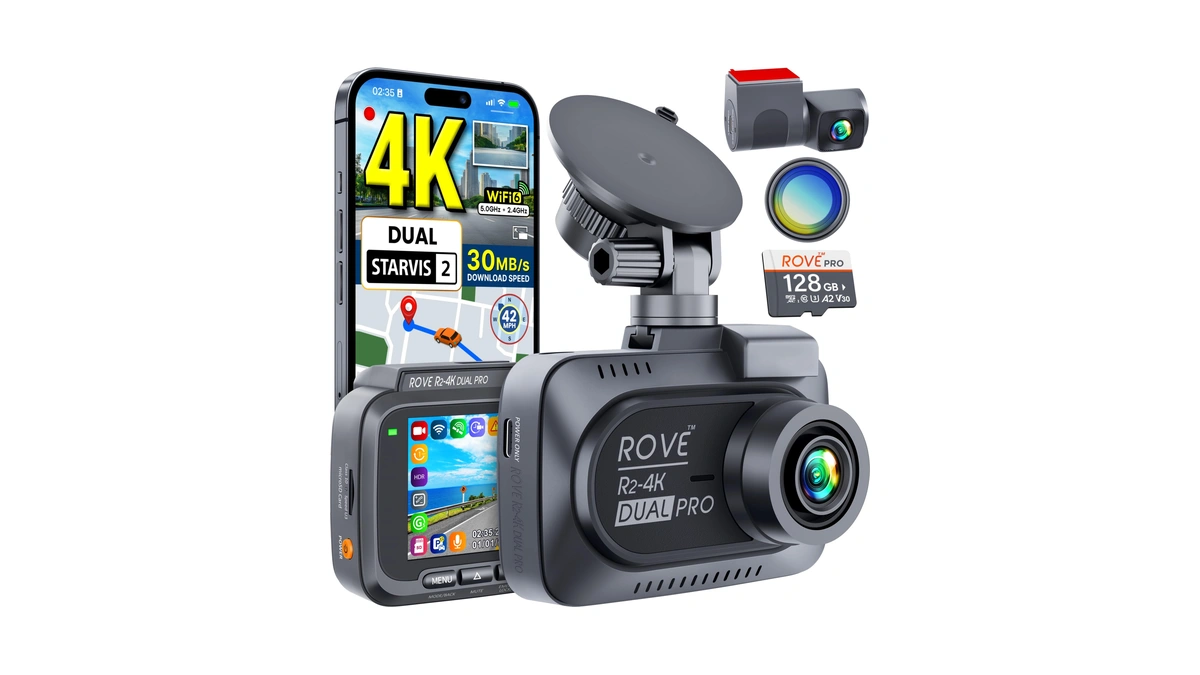 Rove R2-4k Dual Pro Dash Cam Front And Rear, 4k+2k