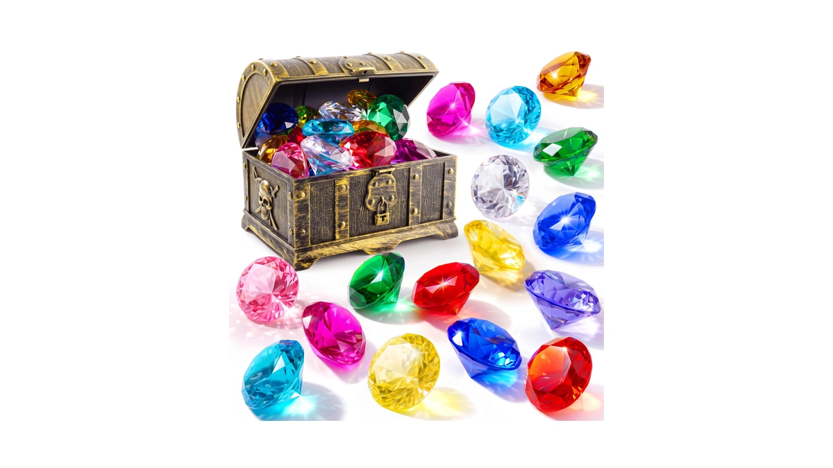 Sloosh Diving Gems Pool Toys, 16 Big Colorful Diamond With