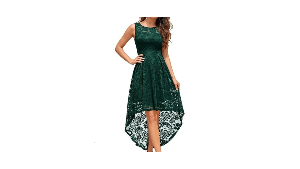 Muadress Women's Floral Lace Cocktail Dress High Low Hoco Prom