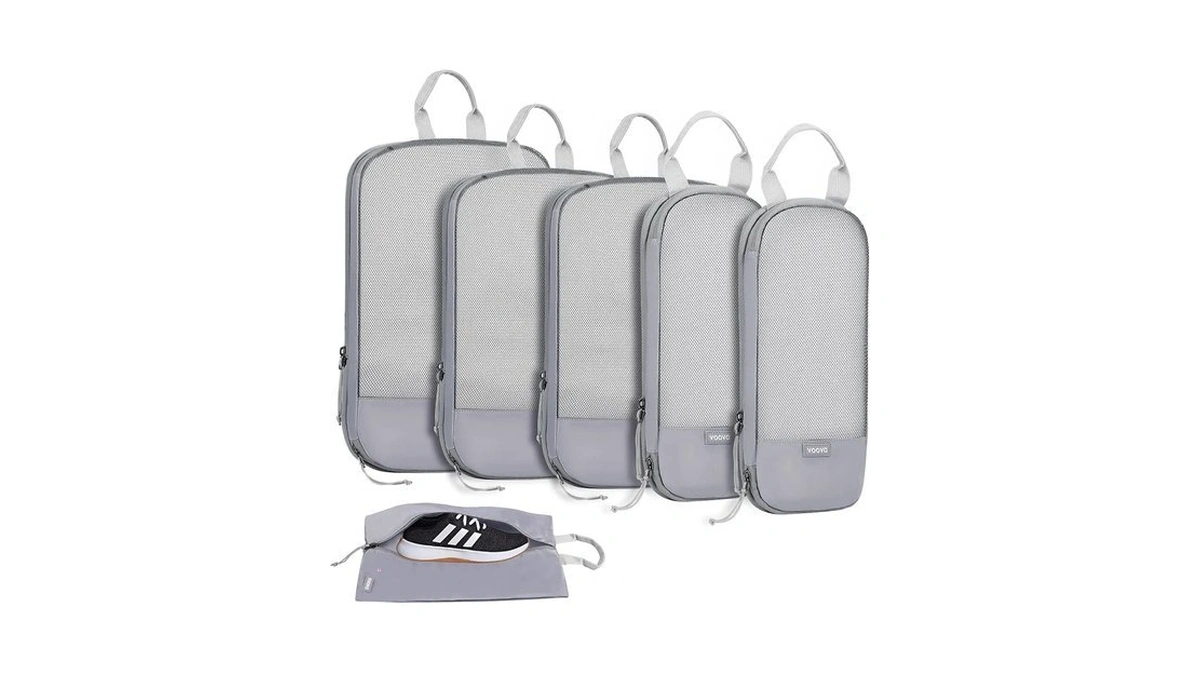 Voova Compression Packing Cubes For Travel, 6 Piece Set, Grey