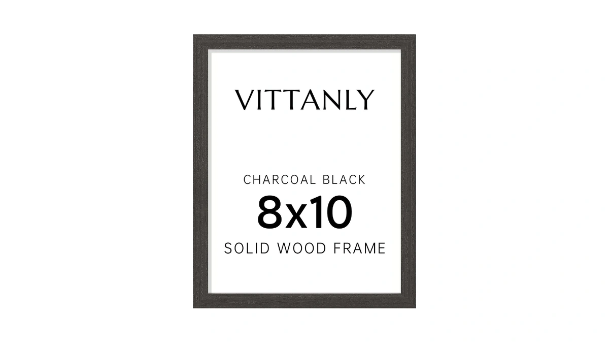 Vittanly 8x10 Picture Frame, Solid Wood Frame With Plexiglass, 1