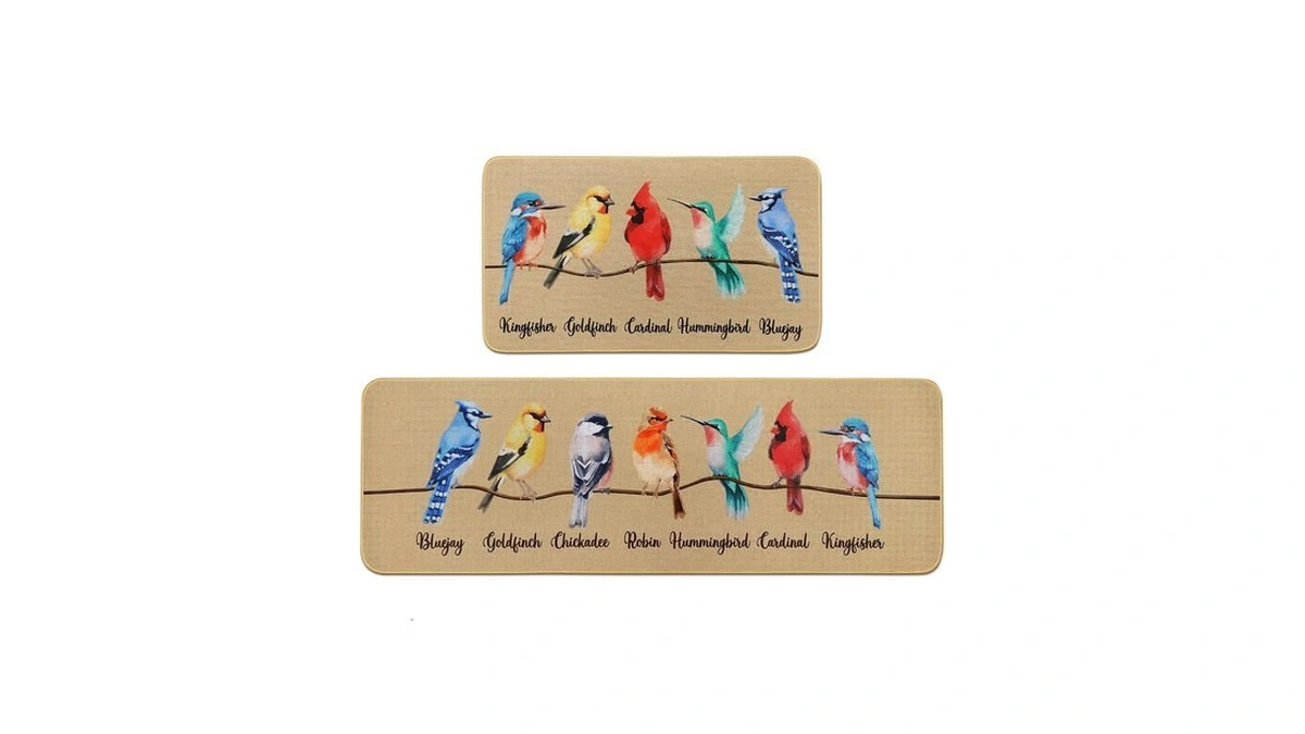 Percozzi Bird Kitchen Mats Set Of 2, Robin Cadinal Door