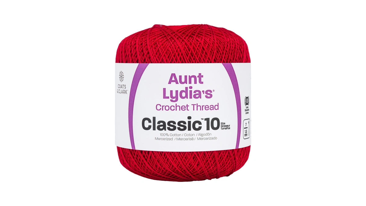 Red Heart 154-494 Crochet, Cotton Classic Size 10, Victory Red