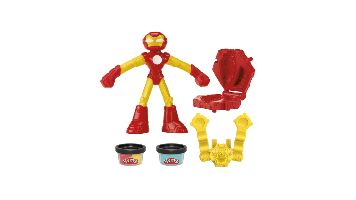 Play-doh Marvel Iron Man Blast Launcher With Bendy Action Figure,
