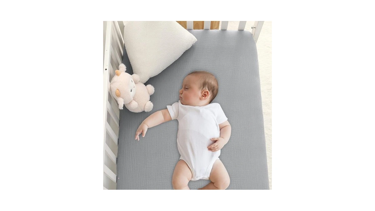 Cottonbebe Muslin Crib Sheets,100% Organic Cotton Toddler Bed Sheet Soft
