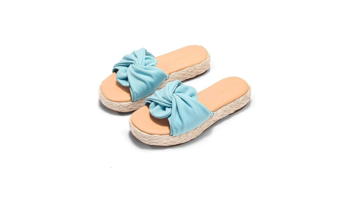 Coutgo Womens Platform Espadrilles Sandals Bow Twist Open Toe Slip