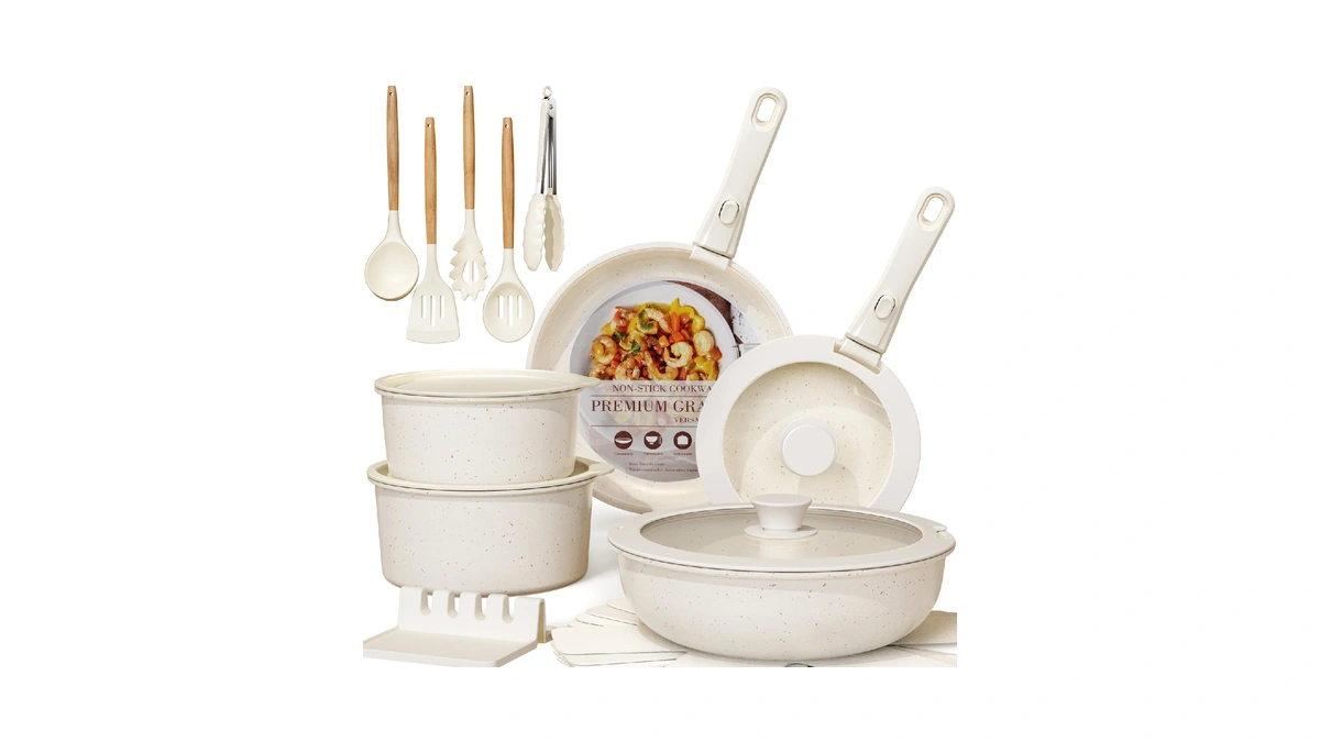 Astercook 21 Pcs Pots And Pans Set Non Stick, Ceramic