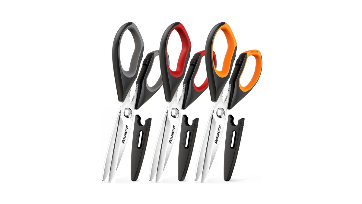 Astercook Kitchen Scissors 3 Pack, Heavy Duty All Purpose Kitchen
