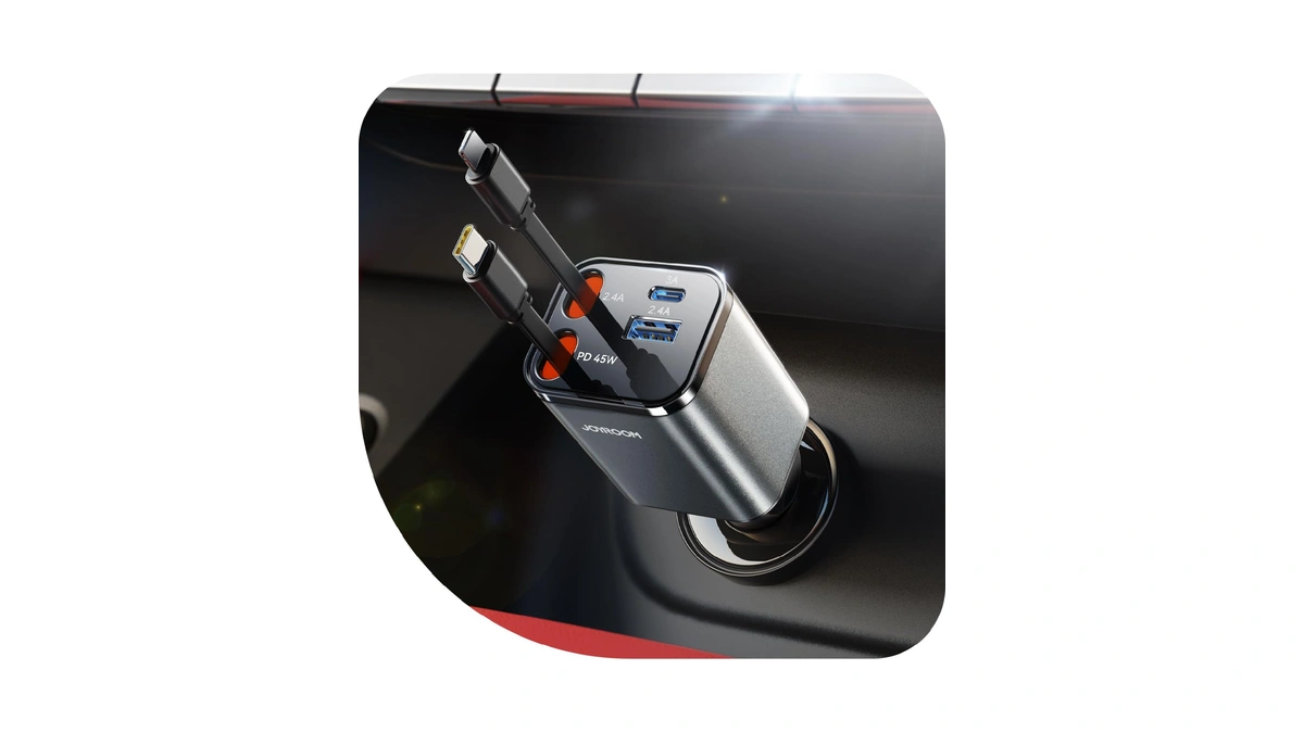 [2026 Ultra-compact] Joyroom Retractable Car Charger 84w Car Charger Usb