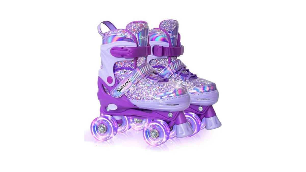 Nattork Kids Roller Skates For Girls Kids, 4 Sizes Adjustable