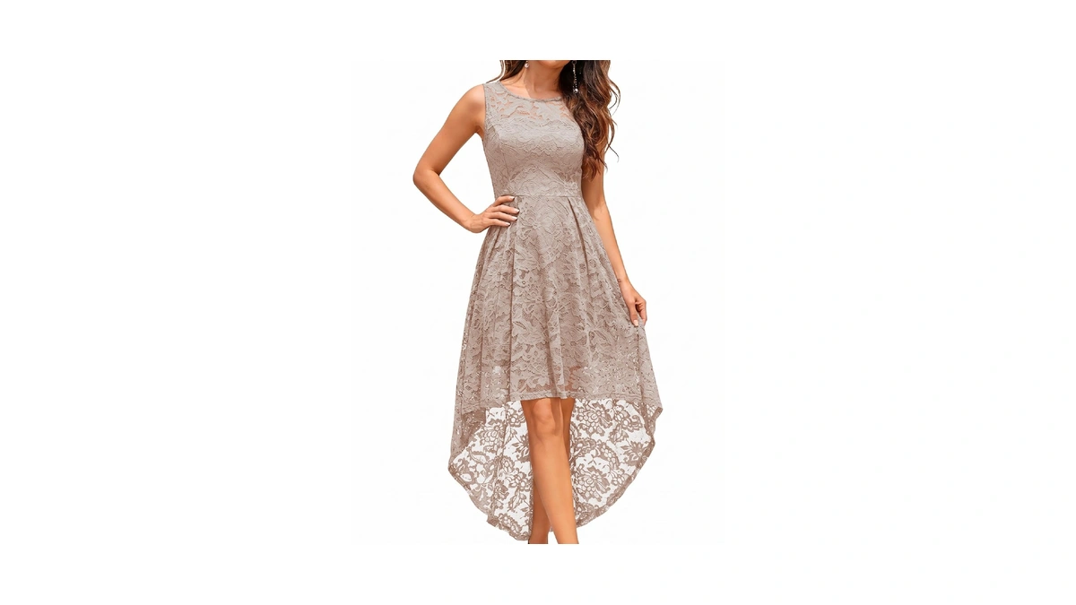 Muadress Women's Floral Lace Cocktail Dress High Low Hoco Prom