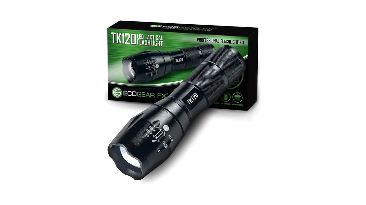 Ecogear Fx Rechargeable Led Tactical Flashlight Kit Tk120 With Batteries
