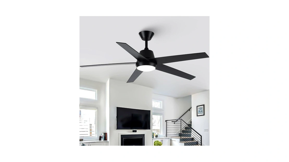 Vaczon 52" Black Ceiling Fan With Light, High Airflow Dc