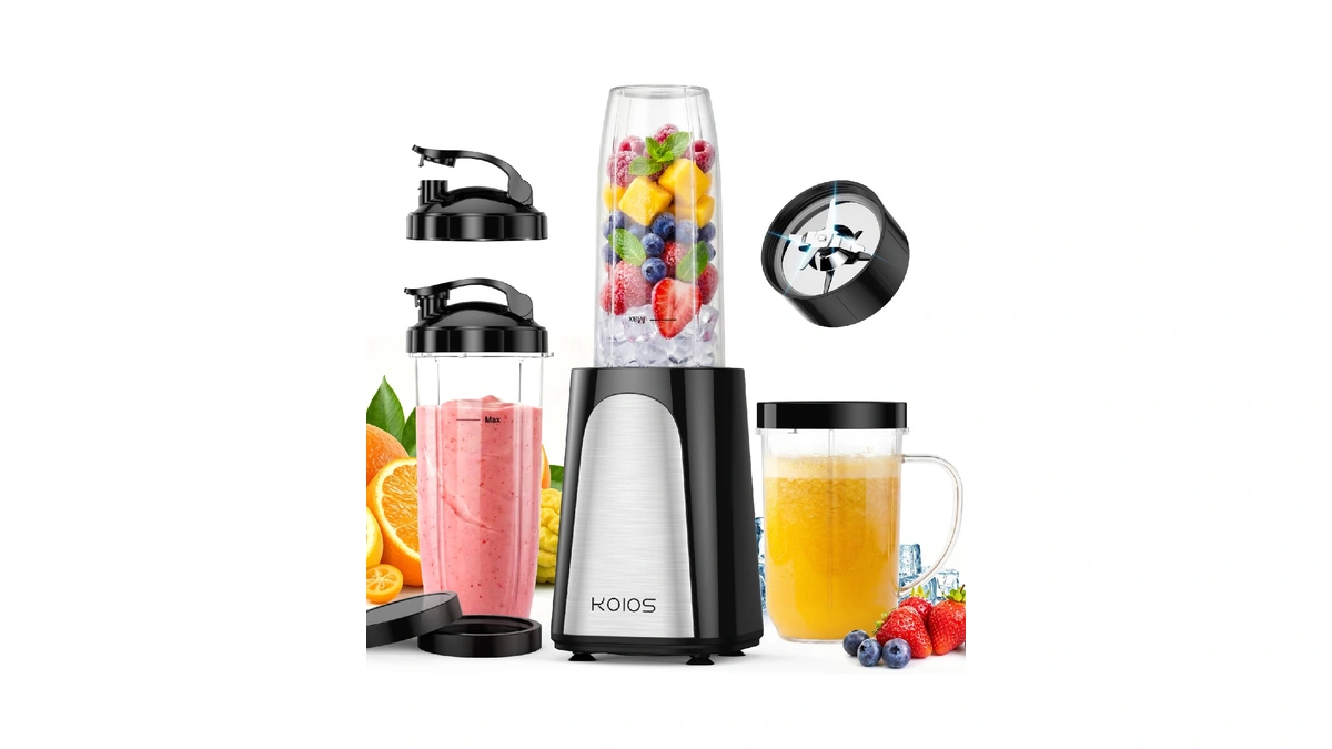 Koios 1000w Smoothie Blender, 15-in-1 Single Serve Set, Press-twist Design