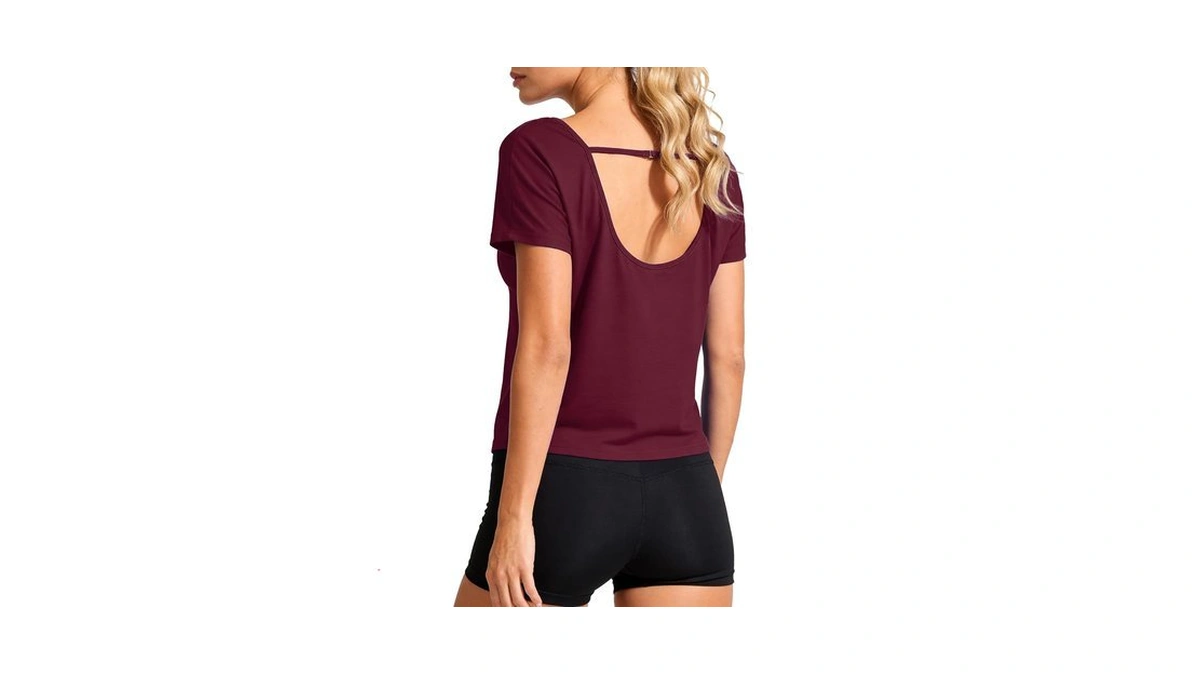 Totatuit Womens Open Back Workout Tops Cap Short Sleeve Cotton