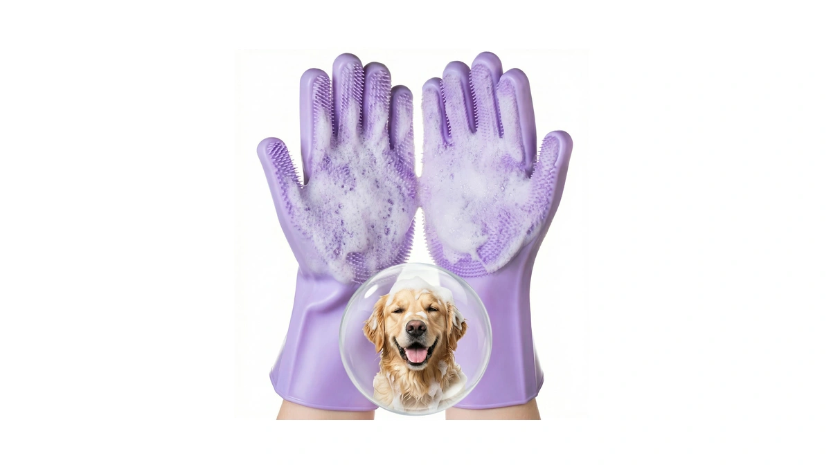 Silicone Pet Grooming Gloves Dog Washing Gloves For Bathing, 1