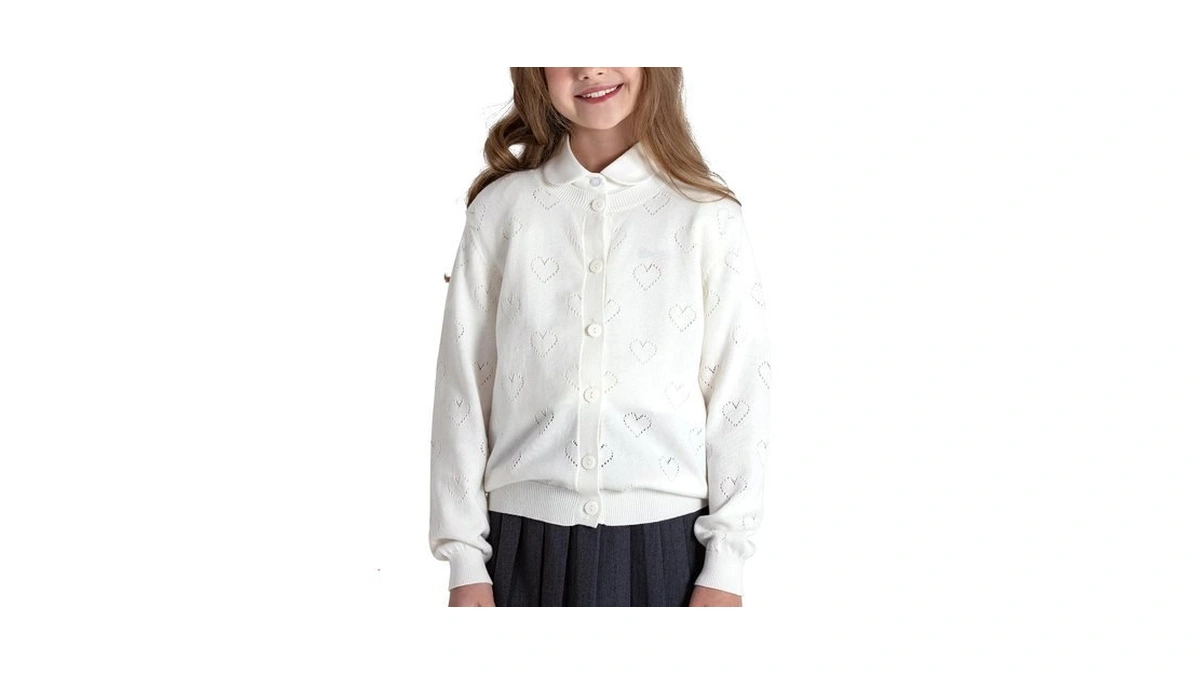Boboyoyo Girls Cardigan 100% Cotton Kids Heart Cardigan Sweater Valentines