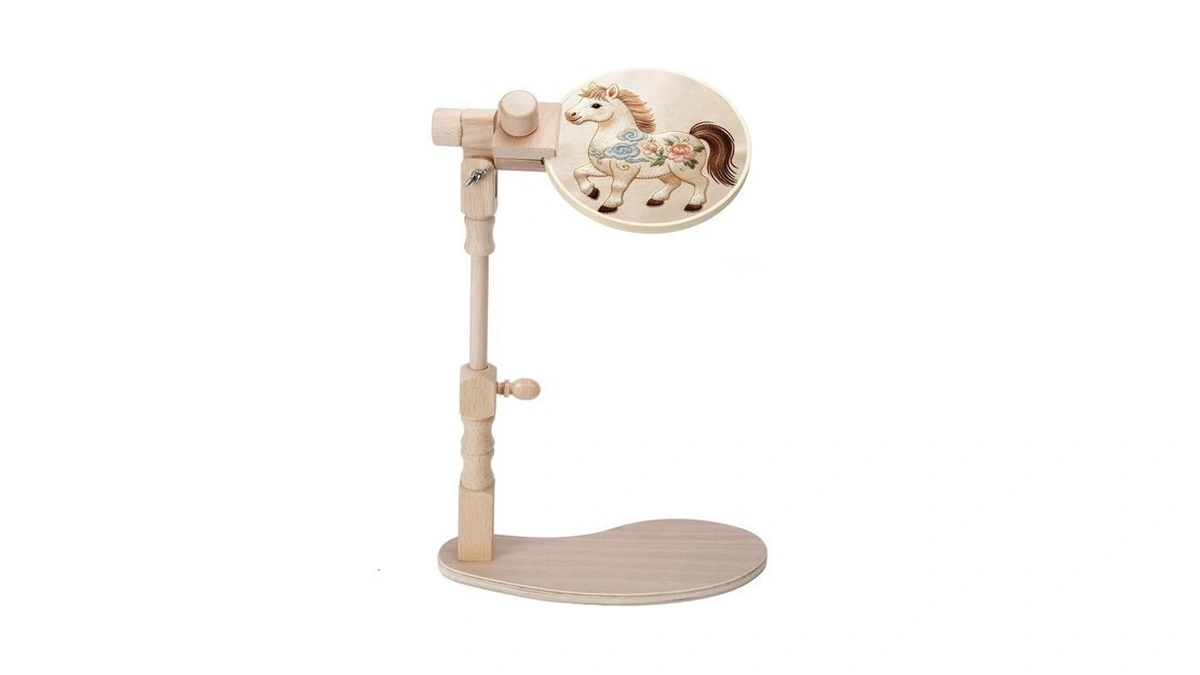 Ezakka Adjustable Wooden Embroidery Hoop Stand With 6" Bamboo Hoop