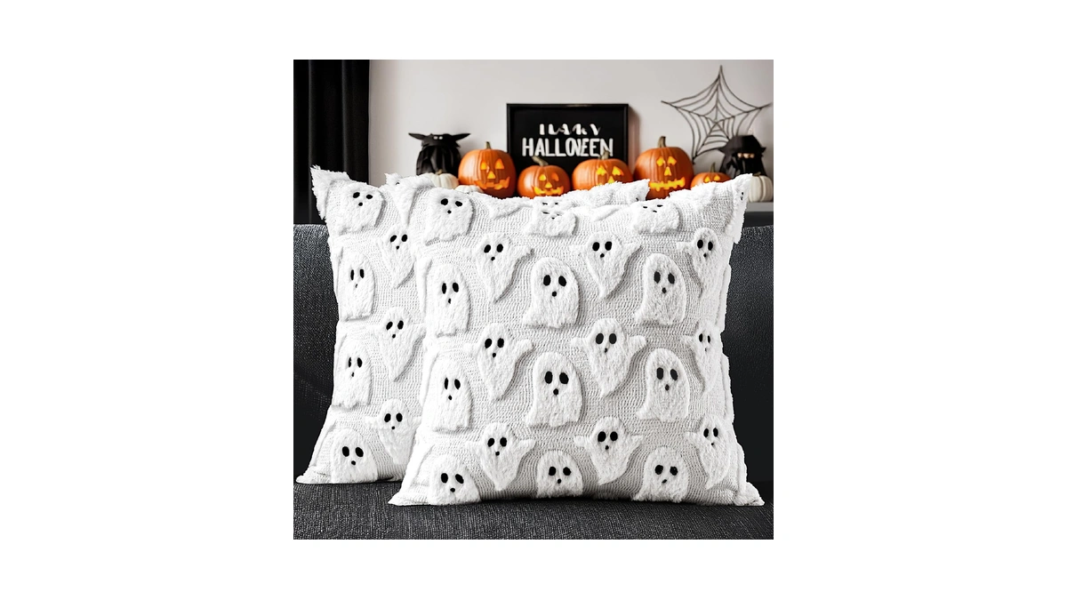 Miulee White Halloween Pillow Covers Cute Ghost Decor Set Of