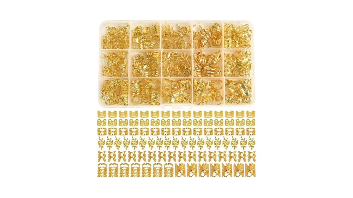 Feinigesi 210 Pcs Gold Hair Jewelry For Loc,braids Dreadlock Braiding