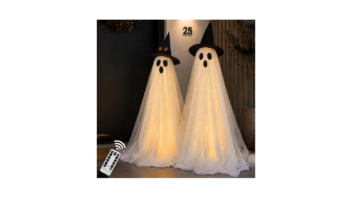 2packs Halloween Decorations Outdoor,halloweens Party Decoration Indoor,spooky Ghost With Remote