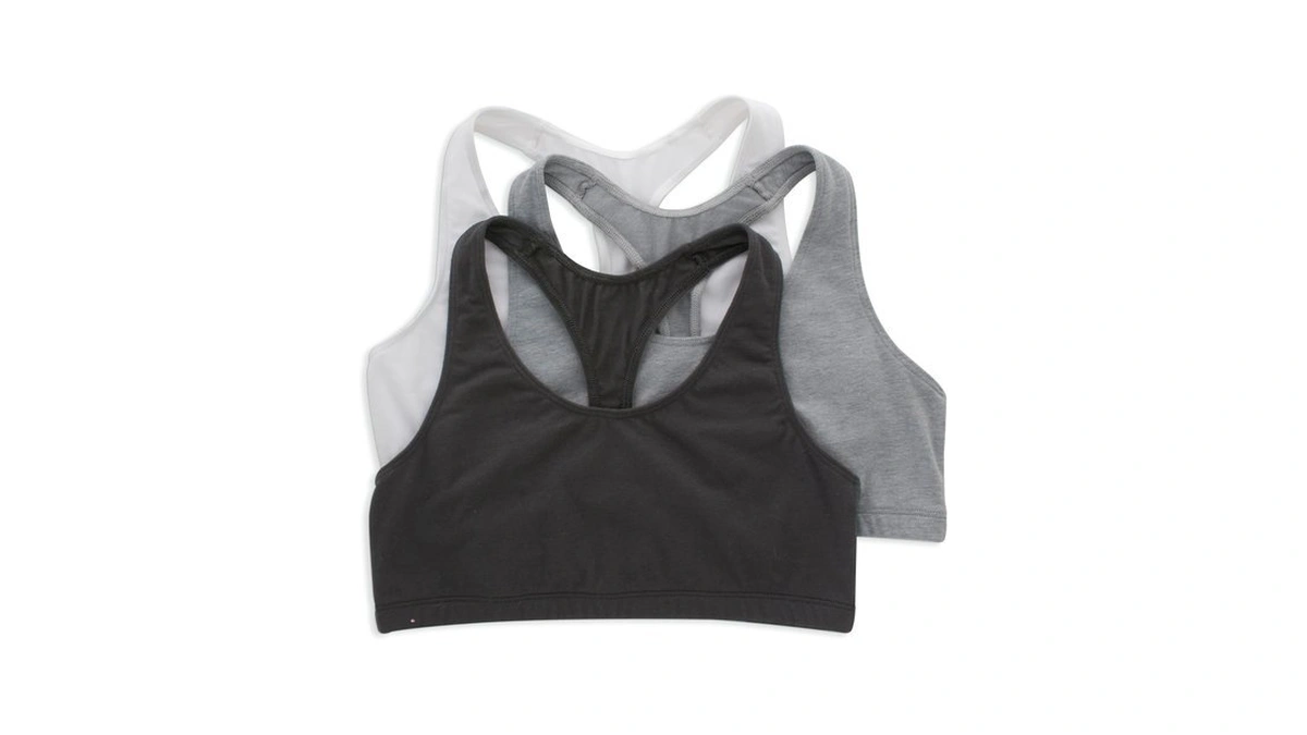 Hanes Racerback Bralette Pack, Stretch Cotton Knit Low-impact Bra, Moisture-wicking