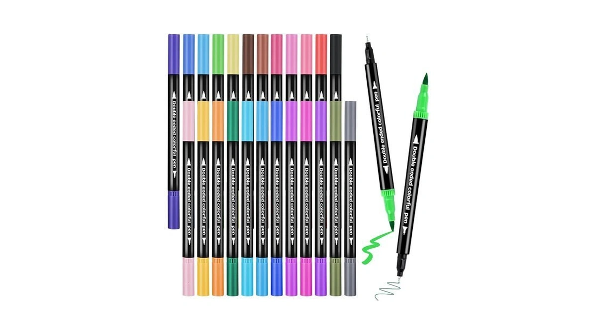 Sztcecdm 24color Dual-tip Art Markers Set, Fine & Brush Tips